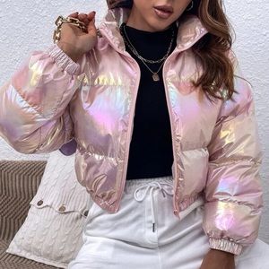 Pink Halographic Puffer